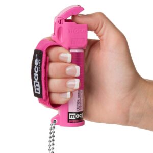 Mace Brand Police Strength OC Pepper Spray (2 Pack, Hot Pink) – 12’ Powerful Pepper Spray for Women with Adjustable Hand Strap & Keychain, Leaves UV Dye on Skin – Mace Spray Self Defense, Made in USA