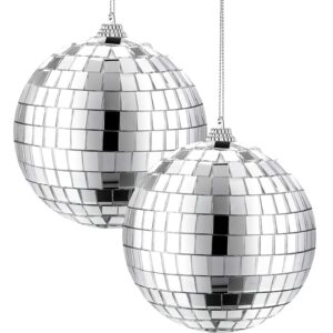 2 pieces mirror disco ball, 70's disco party decoration, hanging ball for party or dj light effect, home decorations, stage props, game accessories(4 inch)