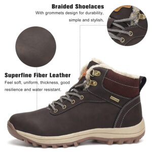 Mishansha Mens Womens Winter Warm Snow Boots Slip On Waterproof Outdoor Casual Walking Hiking Shoes Brown 7 Women/6 Men