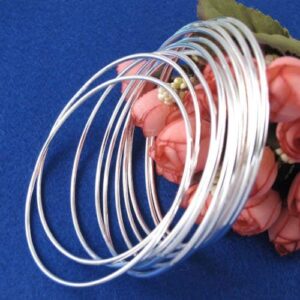 Metmejiao Classic 6pcs Lots 925 Silver Thin Round Stackable Polished Bangle Bracelet with Fresh Simple Style Bracelet Cuff Bangle