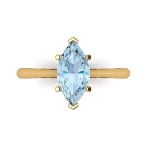 clara pucci 1.50 ct marquise cut solitaire aquamarine blue simulated diamond bridal designer anniversary engagement ring 14k yellow gold