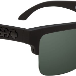 SPY Optic Helm 50/50, Square Semi-rimless Sunglasses, Color and Contrast Enhancing Lenses, Soft Matte Black - Happy Gray Green Polarize Lenses