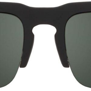 SPY Optic Helm 50/50, Square Semi-rimless Sunglasses, Color and Contrast Enhancing Lenses, Soft Matte Black - Happy Gray Green Polarize Lenses