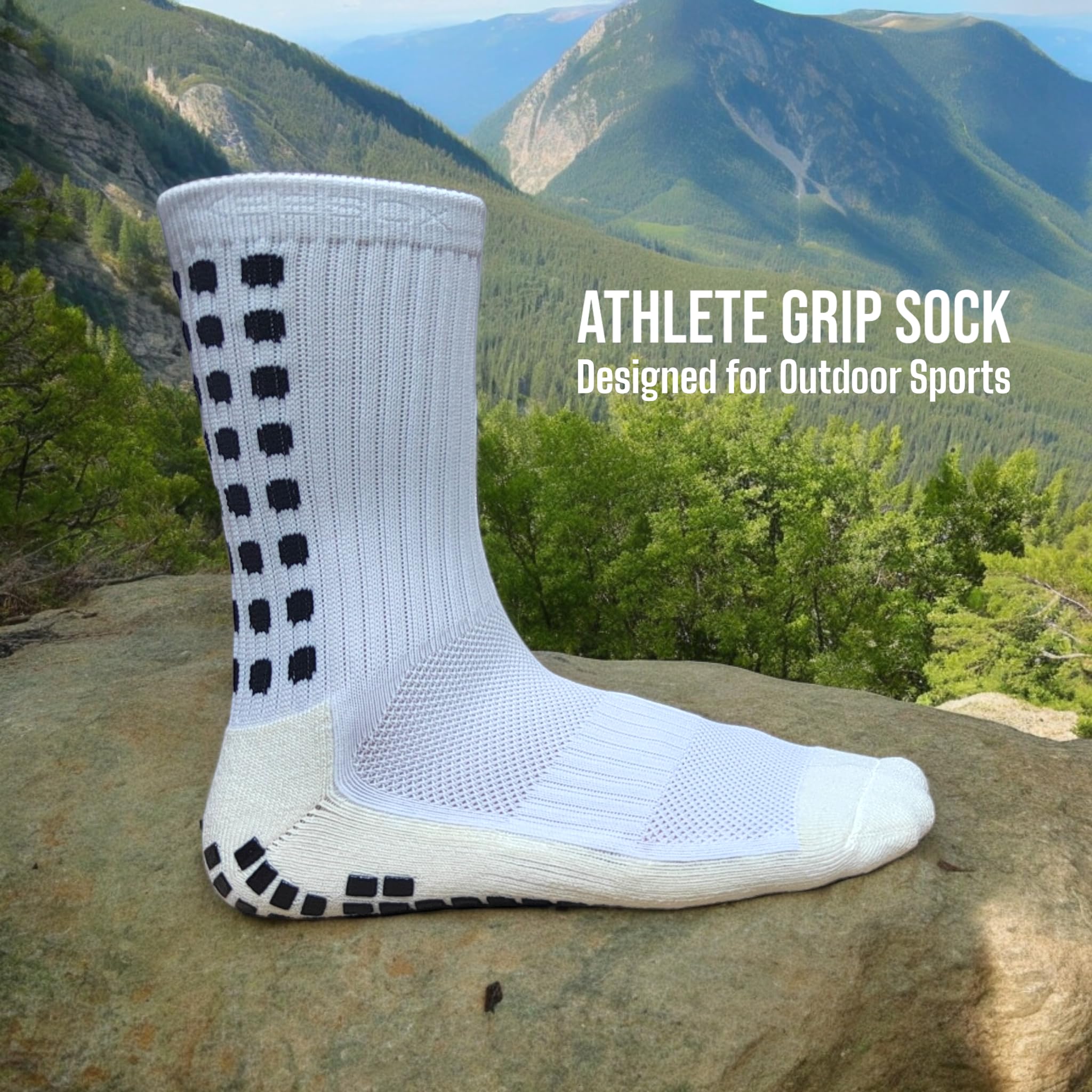 KEESOX Anti Slipping Soccer Socks - Non Slip Grip Socks for Basketball Running Football Unisex Size 6-10.5 1 Pair (White)