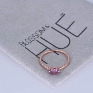 BLOSSOM & HUE Vintage Amethyst Ring [18K Rose Gold Plated] Dainty Tiny [Size 6] Minimalist [.925 Sterling Silver Hypoallergenic Core] Gemstone Ring for Women [Hypoallergenic]