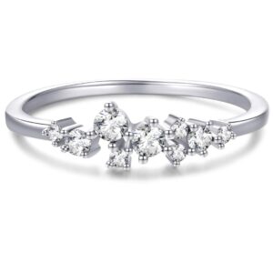 blossom & hue cluster ring for women [925 sterling silver] with cubic zirconia [premium cz] stackable band (size 6) - for anniversary/girlfriend/birthday [hypoallergenic]