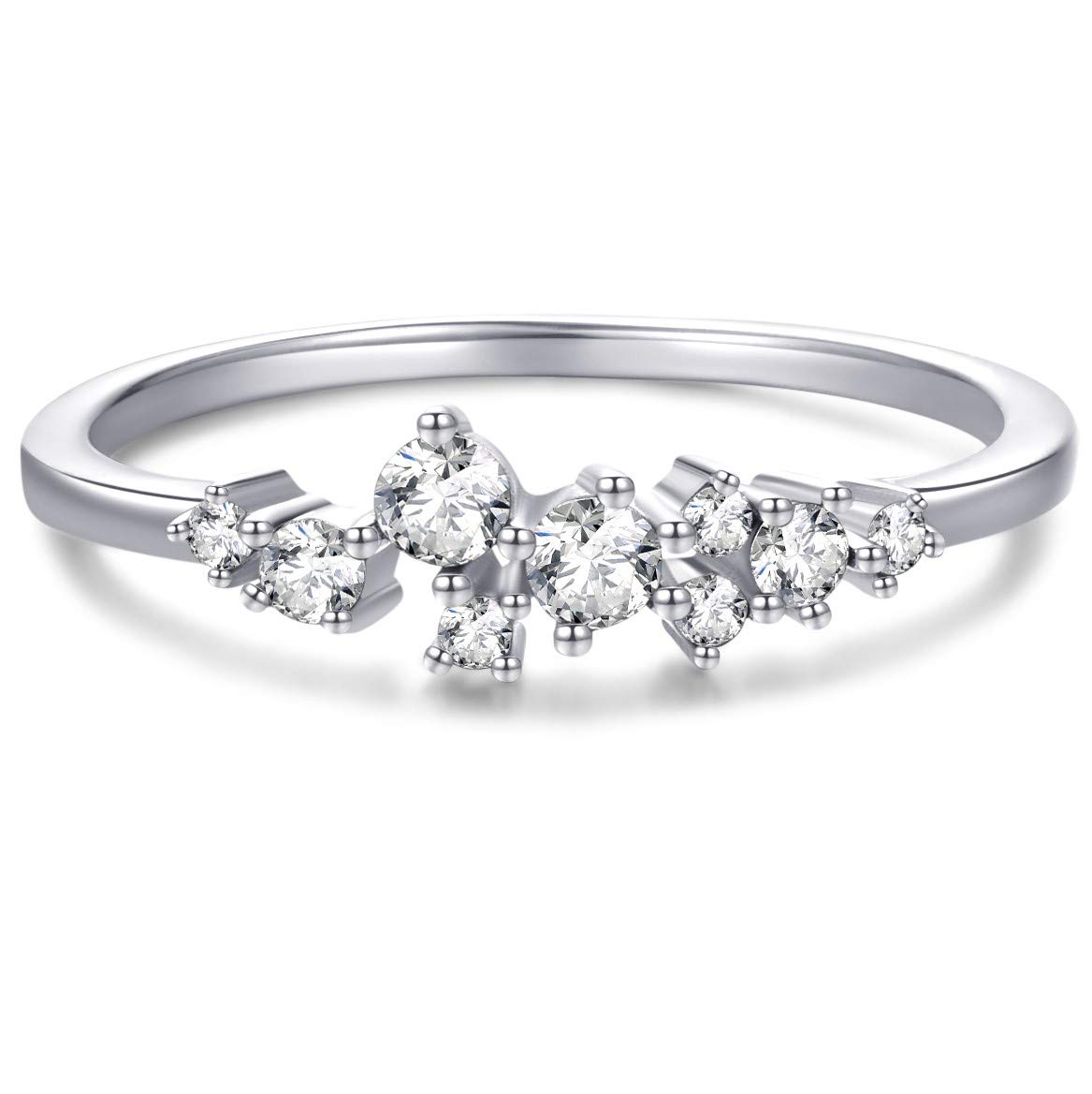 BLOSSOM & HUE Cluster Ring for Women [925 Sterling Silver] with Cubic Zirconia [Premium CZ] Stackable Band (Size 6) - for Anniversary/Girlfriend/Birthday [Hypoallergenic]