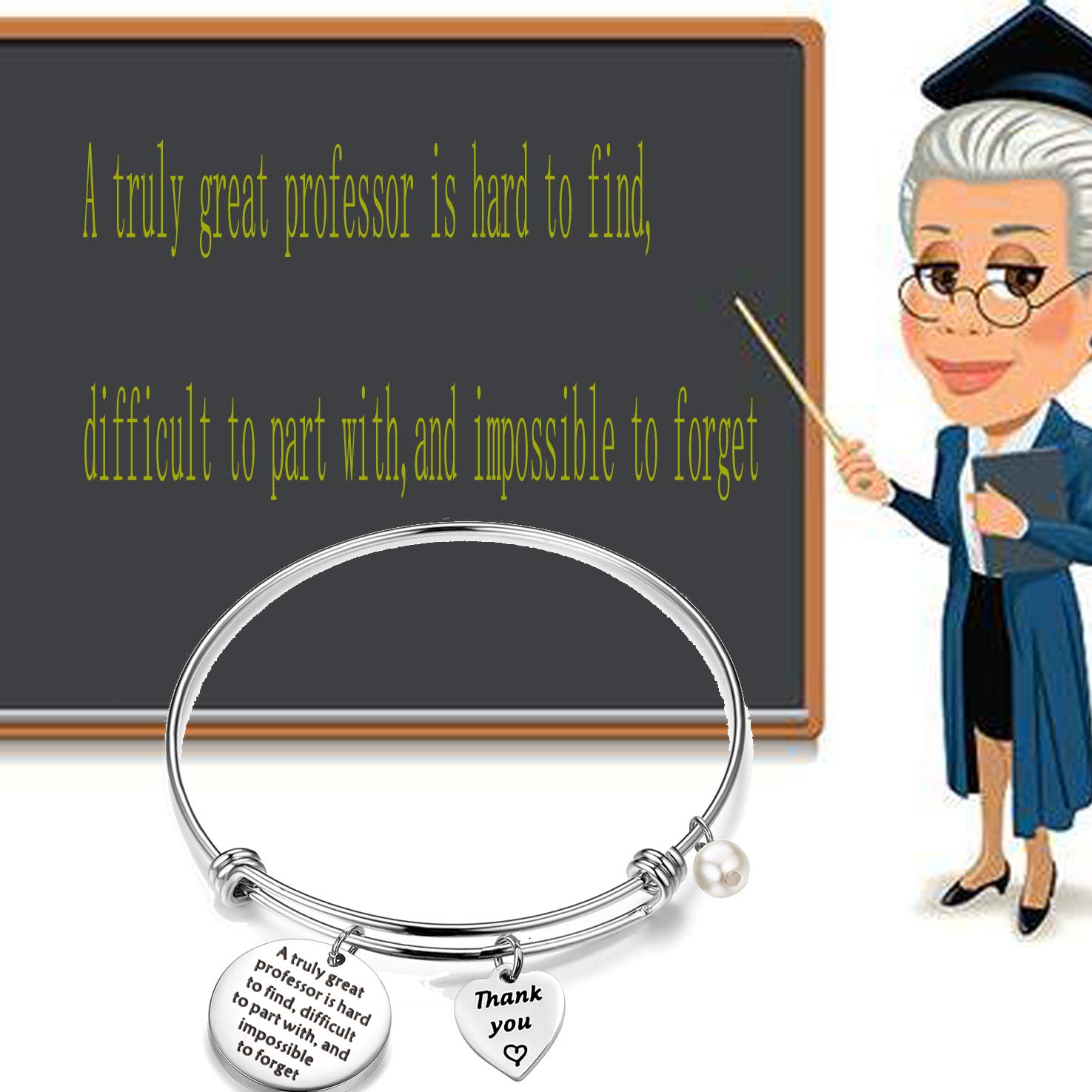 BEKECH Professor Gift Mentor Gift Teacher Jewelry A Truly Great Professor is Hard To Find Difficult To Part With Keychain Retirement Gift Appreciation Gift for Professor from Graduates (Bracelet)