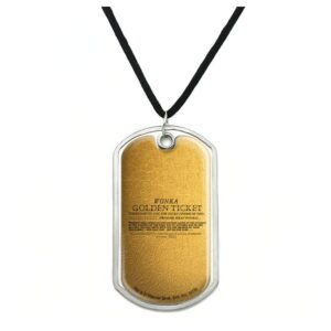 GRAPHICS & MORE Willy Wonka and The Chocolate Factory Golden Ticket Military Dog Tag Pendant Necklace with Cord