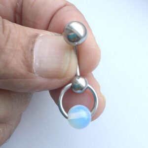 Opalite Stone Door Knocker VCH Piercing Barbell.