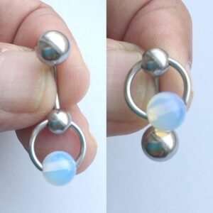 Opalite Stone Door Knocker VCH Piercing Barbell.