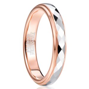 TUNGSTORY 4mm Women's Tungsten Carbide Plain Band Engagement Wedding Ring Rose Gold Plated Size 7