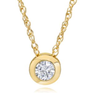 1/4 ct diamond solitaire bezel pendant available in 14k white or yellow gold