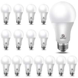 energetic lighting led light bulbs 60 watt equivalent, a19, warm white 3000k, e26 base, non-dimmable, 750lm, ul listed, 16-pack