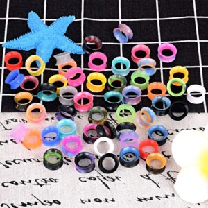 YOFANST 56pcs Colorful Silicone Ear Gauges Double Flared Ear Tunnels Set Stretchers Expander Ear Piercing Jewelry 10mm