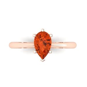 clara pucci 0.9ct pear cut solitaire stunning genuine red diamond bridal designer wedding art deco anniversary ring 14k rose gold 4.25