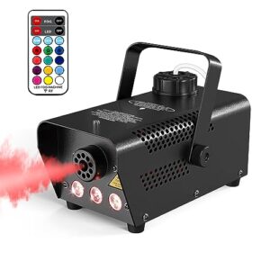 eletecpro fog machine with 3 led lights in 12 colors effect 500w and 2500 cfm for stage smoke machine with wireless remote control for party, wedding, halloween decor