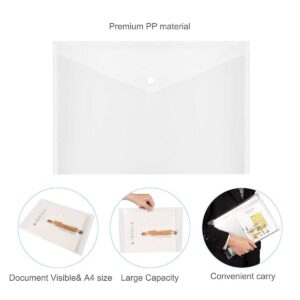 40pcs Poly Envelope, Clear Plastic Waterproof Envelope Folder with Button Closure, US Letter / A4 Size - GTLZLZ