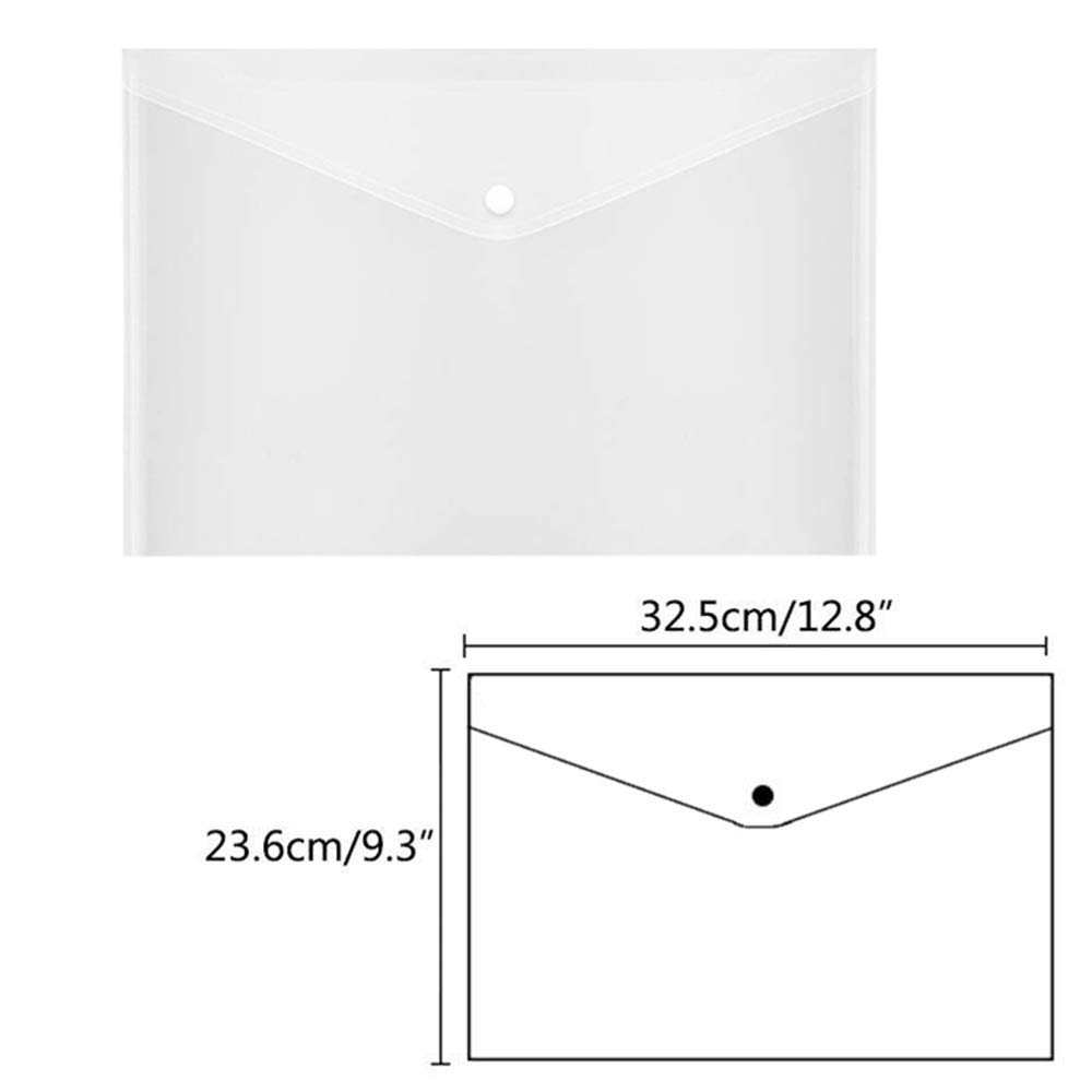 40pcs Poly Envelope, Clear Plastic Waterproof Envelope Folder with Button Closure, US Letter / A4 Size - GTLZLZ