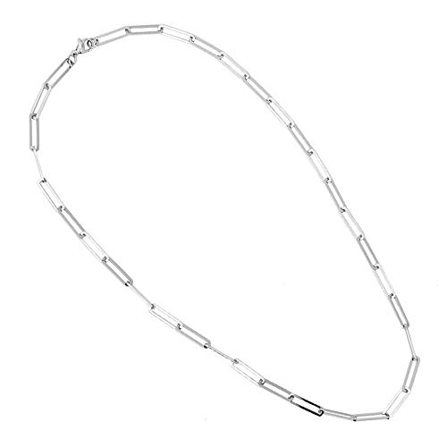 PORI JEWELERS .925 Sterling Silver 3mm Paperclip Chain Necklace For Women - Choose Your Color - 16"-20", and12.5 + 3" Extension (Silver, 16)