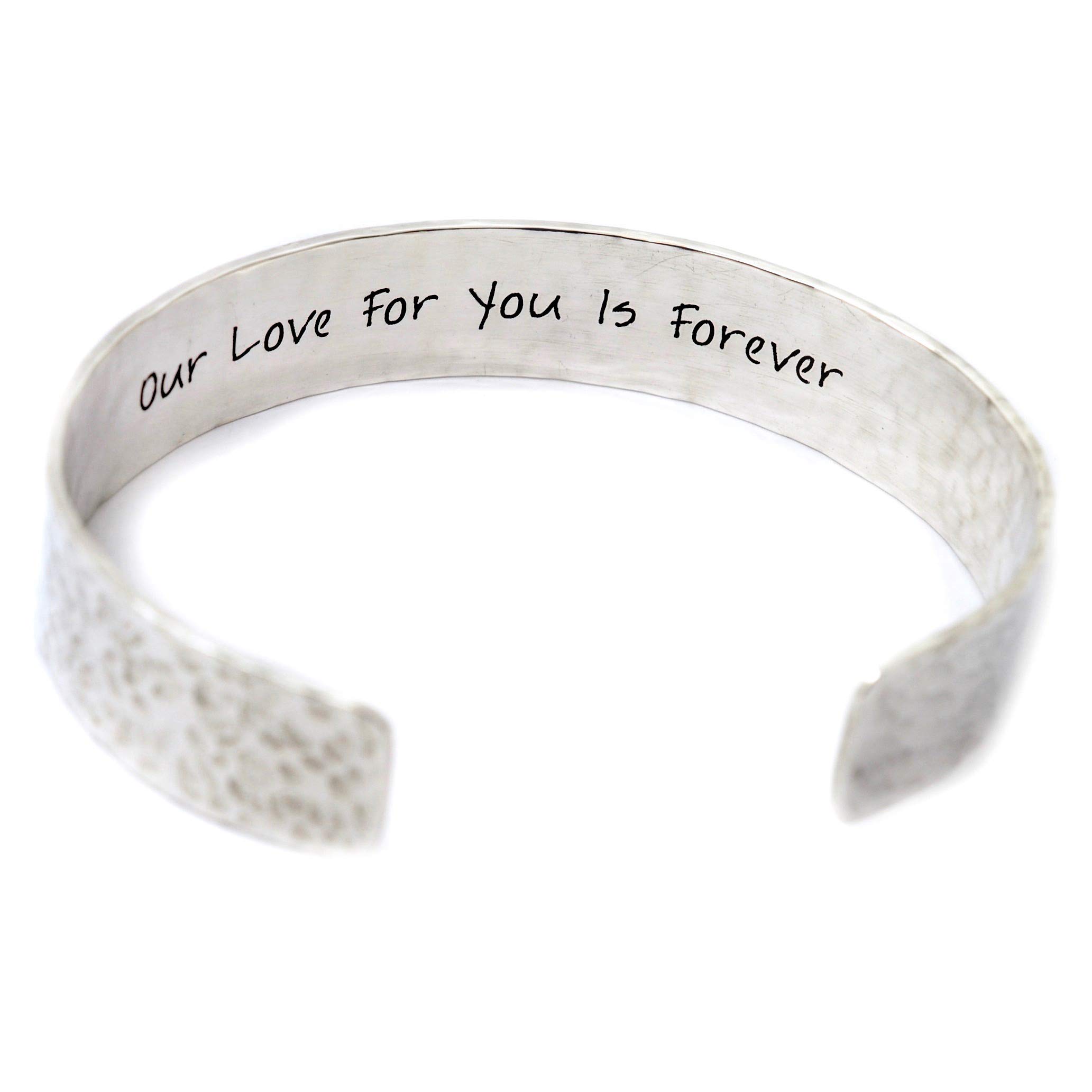 Personalized Hidden Message Cuff Bracelet for Women .925 Sterling Silver, Engraved Customized Quote Inspirational Text for Mom Grandma Wife Daughter