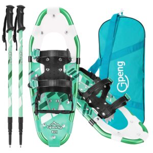 gpeng snowshoes for men and women,lightweight aluminum snow shoes for adults, kids snowshoes with pole,14"/21"/25"/30",carry bag included