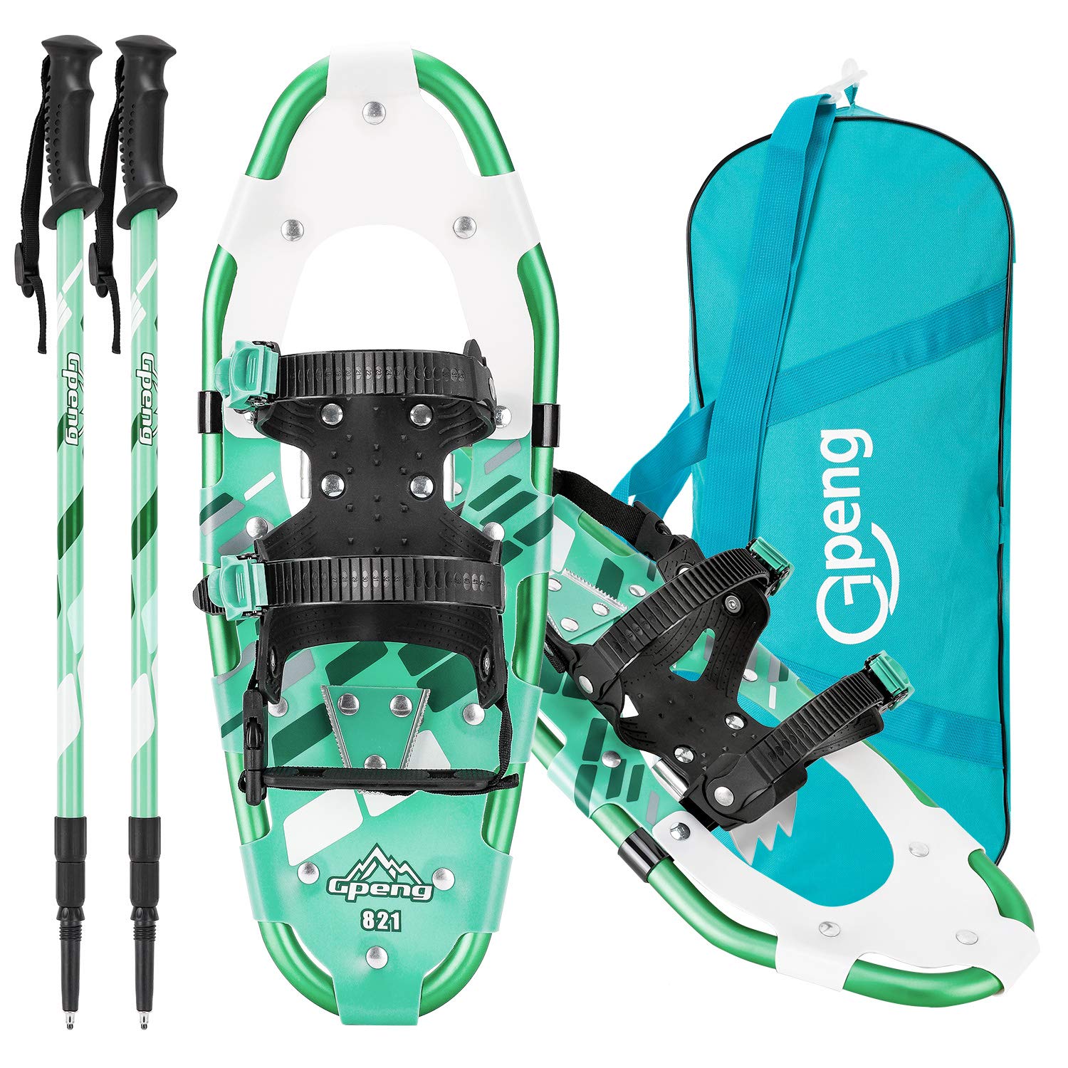 Gpeng Snowshoes for Men and Women,Lightweight Aluminum Snow Shoes for Adults, Kids Snowshoes with Pole,14"/21"/25"/30",Carry Bag Included