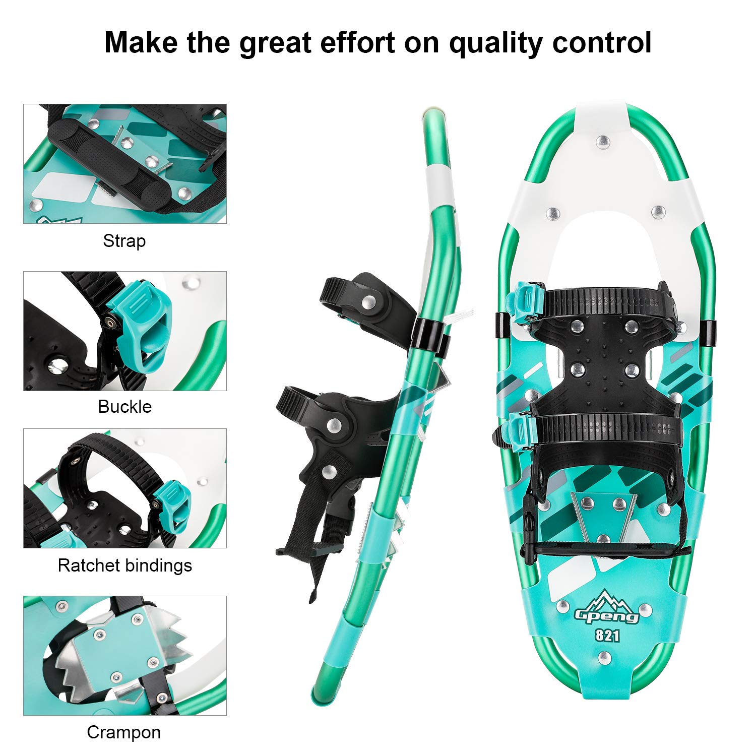 Gpeng Snowshoes for Men and Women,Lightweight Aluminum Snow Shoes for Adults, Kids Snowshoes with Pole,14"/21"/25"/30",Carry Bag Included