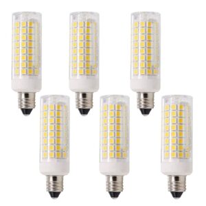 Lxcom Lighting Dimmable E11 LED Corn Bulb 10W Mini Ceramic Candelabra Bulbs (6 Pack)- 102 LEDs 2835 SMD 100W Equivalent Warm White 3000K T3/T4 JDE11 120V Lamp for Chandeliers Cabinet Lighting