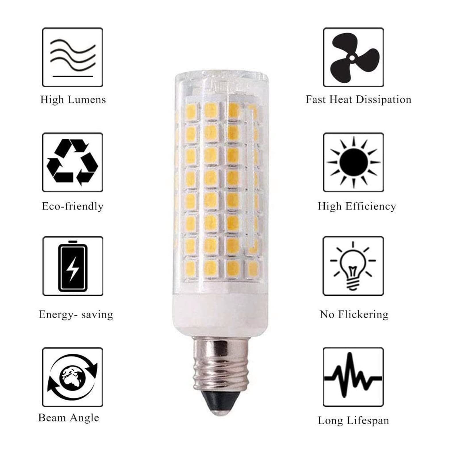 Lxcom Lighting Dimmable E11 LED Corn Bulb 10W Mini Ceramic Candelabra Bulbs (6 Pack)- 102 LEDs 2835 SMD 100W Equivalent Warm White 3000K T3/T4 JDE11 120V Lamp for Chandeliers Cabinet Lighting