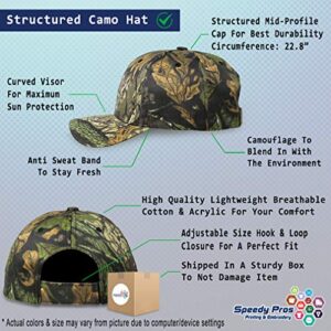 Camo Baseball Cap Custom Personalized Text Cotton Hunting Dad Hats for Men & Women Strap Closure Forest Tree Green