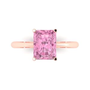 Clara Pucci 2.5ct Radiant Cut Solitaire Pink Simulated Diamond Wedding Bridal Designer Anniversary Engagement Ring Real 14k Rose Gold