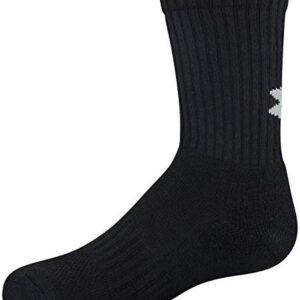 Under Armour Youth Training Cotton Crew Socks, Multipairs , Black (6-Pairs) , Small