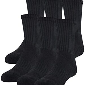 Under Armour Youth Training Cotton Crew Socks, Multipairs , Black (6-Pairs) , Small