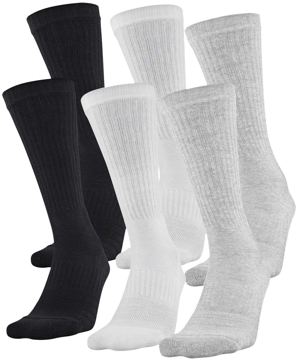 Under Armour Adult Training Cotton Crew Socks, Multipairs , True Gray Heather 2 (6-Pairs) , X-Large