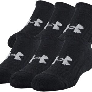 Under Armour Youth Training Cotton No Show Socks, Multipairs , Black (6-Pairs) , Small