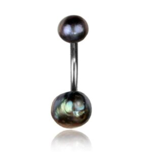 earth accessories authentic and natural pearl belly button ring piercing for women - navel belly button rings with surgical steel