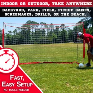 Full Size Soccer Goals for Backyard (14x7) with Carry Bag, Quick Set Up and Take Down - Strong 7 Ply Net, Built to Handle Powerful Shots - Develop Advanced Soccer Techniques and Finishing Moves