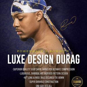 KISS RED Bow Wow Power Wave Luxe Design Durag (Black Gold)