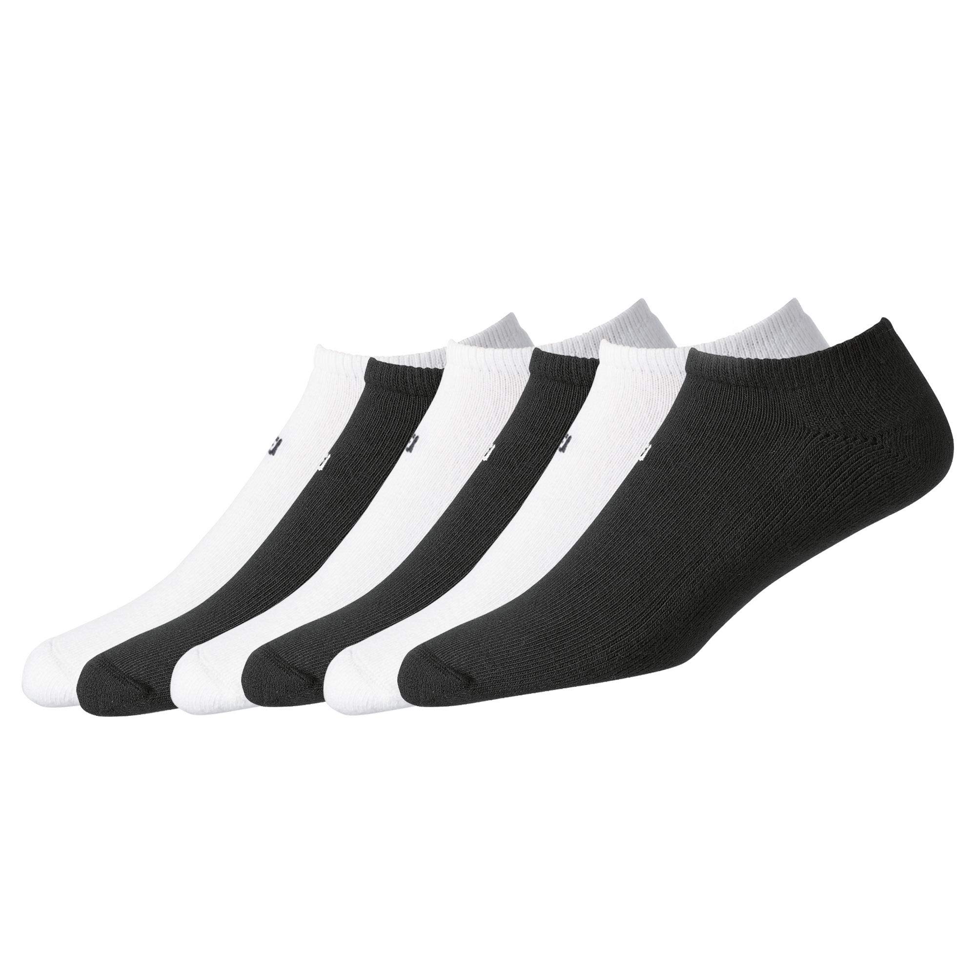 FootJoy Men's ComfortSof Low Cut 6-Pack Socks, 3 White / 3 Black, Fits Shoe Size 7-12