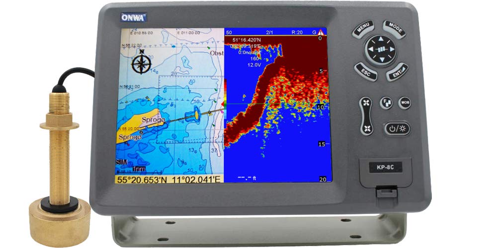 ONWA KP-8C: 8-inch GPS Chart Plotter with Fish Finder (KP-8C with Bronze Transducer)