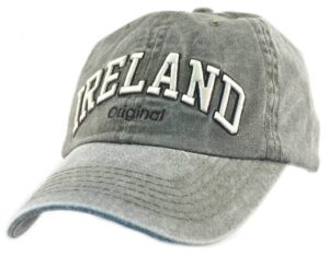 carrolls irish gifts green baseball cap with white ireland text, design with adjustable strap