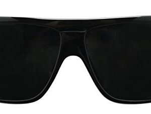 ShadyVEU Super Dark Round Sunglasses UV400 Casual Blacked Out 80's Retro Shades (Glossy Black Flat Top Frame, Dark Black)