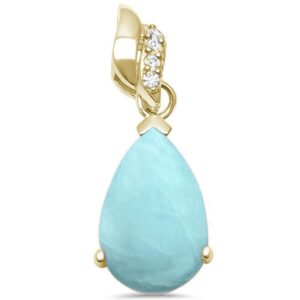 closeoutwarehouse larimar pear cubic zirconia drop dangling pendant yellow gold-toned sterling silver