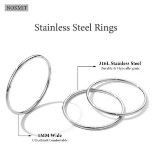 NOKMIT 3PCS 1mm Thin Silver Rings for Women Slim Simple Stacking Stackable Ring Plain Thumb Pinky Band Smooth High Polished Non Tarnish Comfort Fit Size 5 to 10 (9)