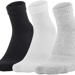 Under Armour Adult Training Cotton Quarter Socks, Multipairs , True Gray Heather Assorted 2 (3-Pairs) , Medium