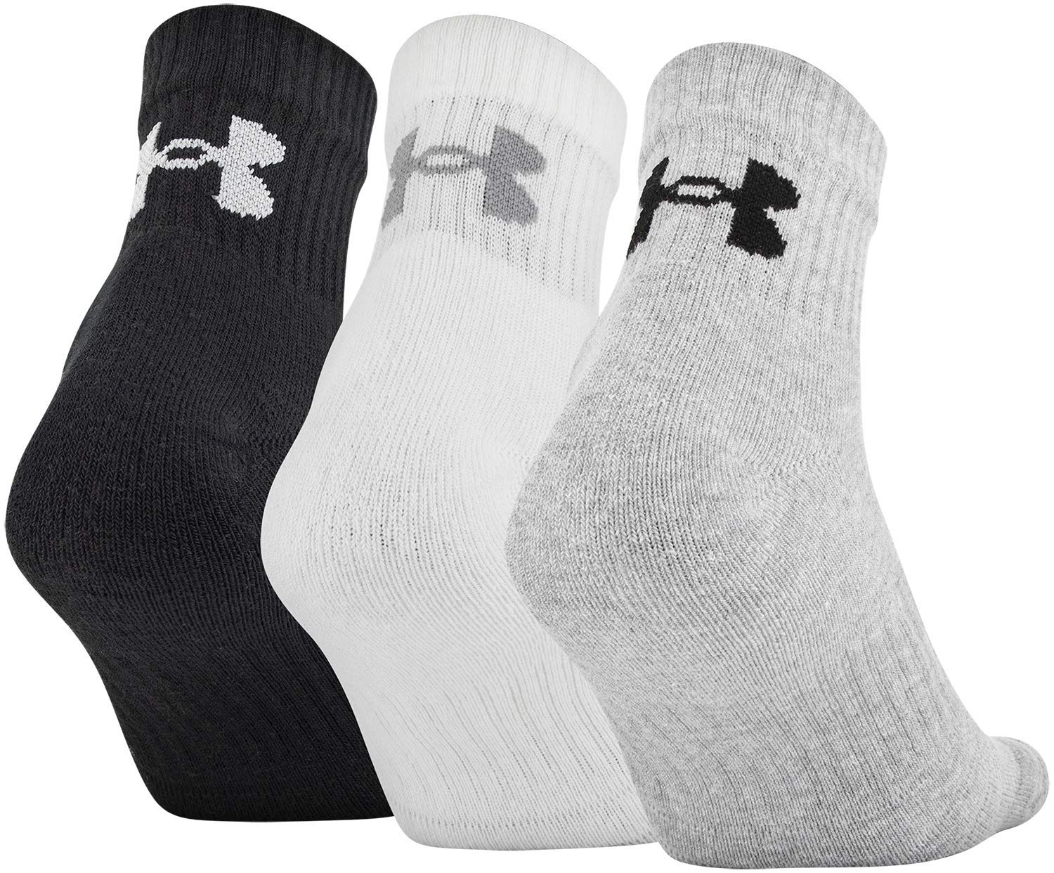 Under Armour Adult Training Cotton Quarter Socks, Multipairs , True Gray Heather Assorted 2 (3-Pairs) , Medium