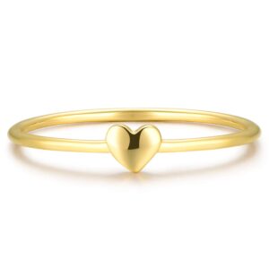 BLOSSOM & HUE Minimalist Ring for Women [Size 6] Teens & Girls [18K Gold Plated on .925 Sterling Silver] - Dainty Love/Heart Band [Hypoallergenic]