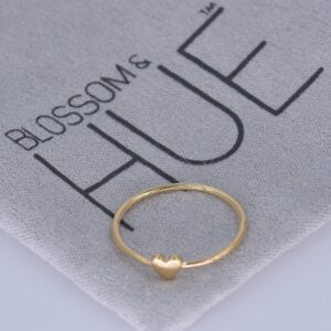 BLOSSOM & HUE Minimalist Ring for Women [Size 6] Teens & Girls [18K Gold Plated on .925 Sterling Silver] - Dainty Love/Heart Band [Hypoallergenic]