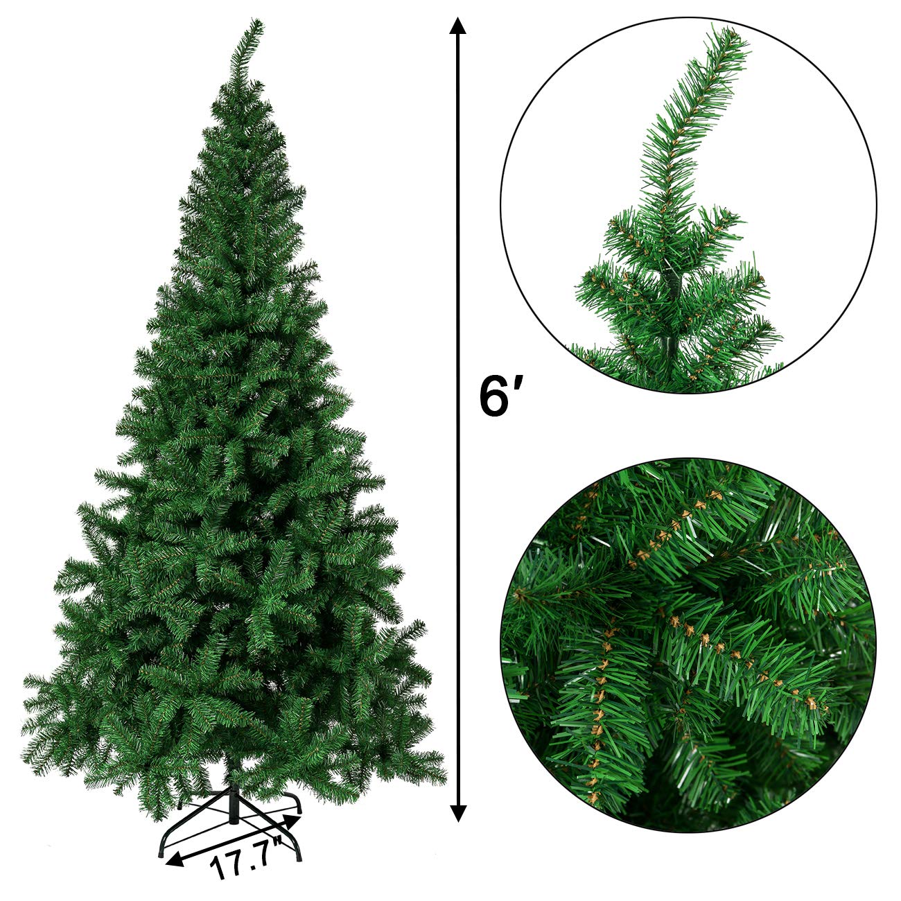 Sunnyglade 6 FT Premium Artificial Christmas Tree 1000 Tips Full Tree Easy to Assemble with Christmas Tree Stand (6ft)